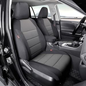 coverdream Rav4 Seat Covers Custom Fit for 2019-2024 2025 Toyota Rav4 LE,XLE,XLE Premium,Limited,Full Coverage Polyester Car Seat Protector(Full Set,Black & Gray)