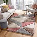 Carpetify Modern Geometric 3D Textured Thick And Soft Shaggy Rectangular Rug & Galicha Carpet Mat (5X7 Feet - Medium Size M, Colour - Multi)