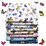 8PCS Butterfly Cotton Fabric Squares 50cm x 50cm, Patchwork Fabric Craft Quilting Squares Bundles, Fat Quarters Fabric Cotton Fabric for Patchwork DIY Sewing Scrapbooking