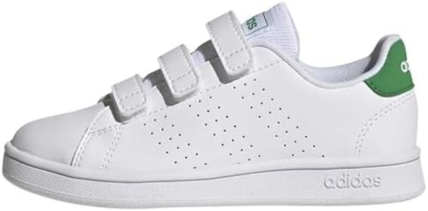 adidas Advantage Court Lifestyle Hook-and-loop Shoes, Zapatillas Unisex niños, Cloud White Green Core Black, 29 EU
