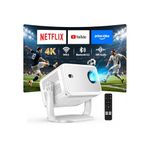 Smart 4K Projector【Officially-Licensed APP & Auto Focus & Keystone】,1080P FHD WiFi6 Bluetooth Portable Projector,360° Rotatable Home Cinema Projectors for Bedroom/Outdoor/Phone