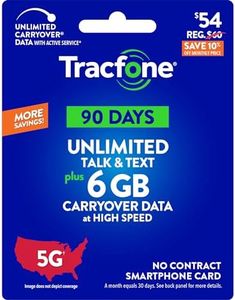 Tracfone $54 Unlimited Talk & Text Plus 6 GB of Data 90-Day Prepaid Plan(Physical Delivery)