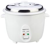 Amazon Basics 1.8 L Electric Rice Cooker | Auto Cut-Off | Cooking Capacity of 750g | Stainless Steel Lid | Non-Stick Coating (White)