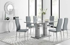 Furniturebox UK Imperia 6 Modern Grey High Gloss Dining Table and 6 Stylish Contemporary Milan Dining Chairs Set (Table + 6 Elephant Grey Milan)