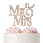 Mr and Mrs Wedding Cake Topper - Premium Rose Gold Metal - Sparkly Wedding or Anniversary Cake Topper - Now Protected in a Box