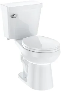 Round Two-Piece Toilets, Round Toilets for Bathrooms, 1.28 Siphonic Flush Toilet, Two-Piece Toilet with Soft Close Seat, Universal Height Cotton White