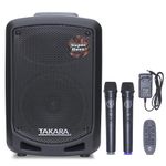 Takara T-7106 a Karaoke Speaker 6.5 Inch Portable Multimedia Bluetooth, with Recording, USB, PA System with 2 Wireless Mic.