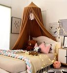 Premewish Baby Children Bed Canopy, Round Dome Cotton Mosquito Net Reading Room Decorations Nursery Room Decorations for Baby Children Castle Hanging House Reading Nook (Brown)