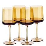 Navaris Amber Tinted Wine Glasses - Set of 4 - Coloured Wine Glasses with Stems - Stylish Design Glassware for Serving Wine, Cocktails, Dessert