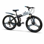 ROAD FASTARS BMW X6 Foldable Gear Cycle for Men | 21-Speed 26-Inch Bicycle with Dual Disc Brakes & Suspension | City Commuting & Off-Road Mountain Bike for Adults (Black 3 s)