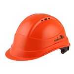 KARAM PN541 Safety Helmet for Men Industrial Construction Helmet | Slider Type Adjustment with Adjustable Chin Strap | Ventilation & Side Slot for Attachment | EN Certified Hard Hat | Chorme Orange