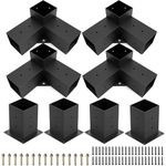 Pergola Brackets Kit 4x4(Actual: 3.5x3.5'') Pergola Kit with Brackets 3-Way Right Angle Corner Bracket Woodworks DIY Post Base Kitp