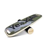 Yes4All Balance Board Trainer Wooden with Adjustable Stoppers, Balance Roller Boards - 3 Different Distance Options 11, 16 and 22 inches, Hockey Balance Board for Surfing Training (Army Green)