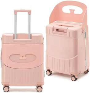 20-Inch Hardside Ride-On Suitcase for Kids & Adults – TSA-Approved Carry-On Luggage with 360° Spinner Wheels, Safety Belt & Built-In Seat. Lightweight & Durable for Airplane Travel