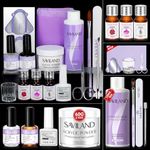 Saviland Acrylic Nail Kits Full Set for Beginners: 60g Clear Acrylic Powder 120ml Acrylic Liquid Nail Brush Nail Dehydrator Non-acid PH Bond Primer 3PCS Essential Oil for Nail Extension Women Gift Set