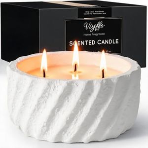 Viyffo 20oz Large Citronella Candles Outdoor, 3 Wick Citronella Candle, Non Toxic Soy Candles, Matte White Ceramic Jar, Outdoor Candle for Patio, Porch, Backyard, Deck, Garden & Camping, Outside Decor
