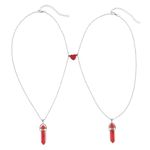 El Regalo 2Pcs/Set Crystal BFF Best Friend Magnetic Couple Matching Split Heart Pendant Necklaces for Besties/Couples - Valentines Day Gift (Red)