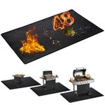 Fondpen 48 x 36 inch Under Grill Mats for Outdoor Grill-Double-Sided Fireproof Grill Mats for Outdoor Grill Deck and Grass Protector-Waterproof & Oil Proof- Easy to Clean Fire Pit Mat, Fireplace Mat
