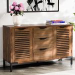 Bme Millie Premium Solid Wood Sideboard Storage Cabinet with Storage, Pre-Assembled with 3 Drawers & 2 Doors, Adjustable Shelves