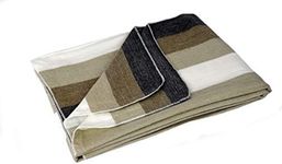 Casa De Alpaca, Handmade Ecuadorean Alpaca Wool Blankets/Throws (Light Brown Stripe)