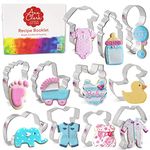 Baby Shower Cookie Cutters 11-Pc. Set Made in The USA by Ann Clark, Onesie, Bib, Rattle, Bottle, Carriage, and More