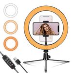 Ring Light 10" with Tripod Stand and Phone Holder for YouTube Video & Streaming, Desk Makeup LED Ring Light Dimmable for Photography Lighting, Selfie with 3 Light Modes & 10 Brightness Level(10")