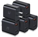 Quick Fast Charge 3.0 USB Wall Charger, Costyle 5 Pack 30W Dual USB Power Adapter (Fast Charge 3.0&5V 2.4A) Adaptive Fast Charging Block Compatible iPhone 11 XS XR, Galaxy S10 S9,Note 10-Black