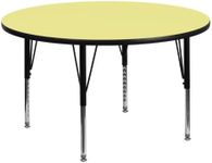 Flash Furniture Wren 48'' Round Yellow Thermal Laminate Activity Table - Height Adjustable Short Legs