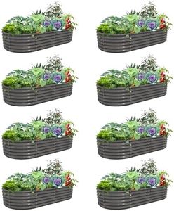 A ANLEOLIFE 8 Pcs 8X4X1.5 ft Oval Large Galvanized Raised Garden Beds Outdoor for Planting Vegetables Flowers Herb, Quartz Grey