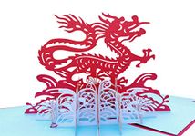 iGifts And Cards Inspirational Dragon 3D Pop Up Greeting Card – Good Luck, Unique, Special, Large, Half-Fold, Chinese New Year, Get Well, All Occasion, Encouragement, Happy Birthday, Congratulations