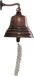 Wall Mounted Bell | Last Orders Bell with Rope Pull | Ideal for Home Bar, Pub, Reception | Classic Nautical Decor | Crisp, Loud Sound | Copper Bell Premium Bar Accessory (4 Inch)