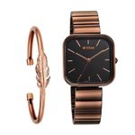 Titan Purple Stackables Quartz Analog Black Dial Metallic Brown Stainless Steel Strap Watch for Women - NT2715QM01F
