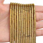 150PCs Natural Gold Hematite Spacer Beads, Loose Semi Precious Flat Round Gemstone Heishi Disc Stone Beads for Beading Jewelry Making 4mm*2mm 38cm