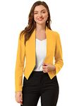 Allegra K Women's Collarless Work Office Business Casual Cropped Blazer Jacket Yellow S-8