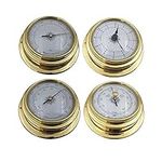 better18 4-Pack Mini Hygrometer Thermometer, Weather Station Set, Portable Marine Wall Mounted Barometer Clock Meter Thermometer Hygrometer Kit