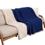 Pawsee Waterproof Dog Blanket Washable, Sherpa Fleece Pet Blanket for Puppies Cats Dogs, Reversible Waterproof Protector Cover for Dog Sofa Bed, 203×152 cm, Navy Taupe