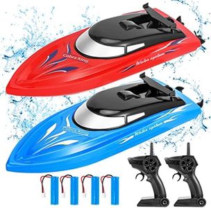 2 Pack RC Boat Remote Control Boats for Pools and Lakes for Kids and Adults, 10 kmH 2.4 GHz RC Boat for Boys