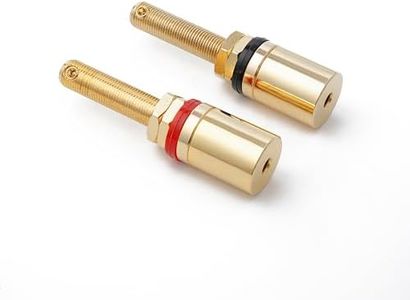 2-Pack HI-END Audio Brass Binding Posts Banana Jack - Solderless Screw-Clamp(Gold-Plated)