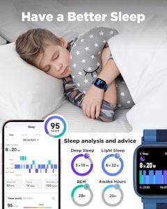 BIGGERFIVE Kids Smart Fitness Watch – 1.8" Waterproof, Heart Rate, Nylon