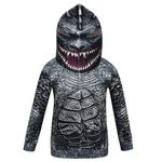 Boys' Smile Face Mask Hoodie Kids Fashion DJ 3D Long Sleeve Jumper Cosplay Jacket (Black-dinosaur, 140)