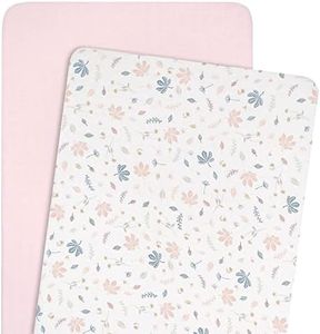 Living Textiles 2-Pack Muslin Cradle/Co-Sleeper Fitted Sheet 50 x 92 x 12cm Botanical/Blush