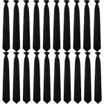Clip on Ties for Men Solid Color Men's Tie Clip on Ties 20 Inch Pretied Men's Clip Ties Uniform Solid Clip on Tie (Black, 20 Pieces)