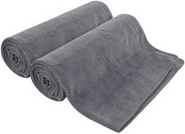 SUNLAND Microfiber Gym Bath Towel Ultra Soft Travel Camping Towel Super Absorbent Swimming Sport Towel with Carry Bag for Adults and Children 24inchX48inch Grey 2 Pack