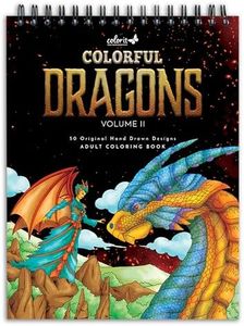 ColorIt Colorful Dragons Adult Coloring Book, Volume II - 50 Single-Sided Designs, Thick Smooth Paper, Lay Flat Hardback Covers, Spiral Bound, Dragon Coloring Pages