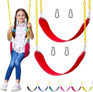 Jungle Gym Kingdom Swings for Outdoor Swing Set - Pack of 2 Swing Seat Replacement Kits with Heavy Duty Chains - Backyard Swingset Playground Accessories for Kids (Red)