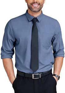 COOFANDY Mens Dress Shirts Wrinkle Free Long Sleeve Button Down Shirts Formal Business Shirt, Blue, 3X-Large