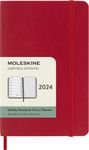 Moleskine Weekly Agenda with Space for Notes 12 Months 2024, Agenda 2024, Size Pocket 9x14, Soft Cover and Elastic Closure, Colour Scarlet Red