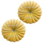 BUSINESS TALES Designers Flower Microfiber Smokin Round Filled Cushion, Beautiful Cushion for Sofa, Bedroom/Throw Pillow Living Room/Office Back Cushion (16x16 Inches) Yellow in Color Pack of 2