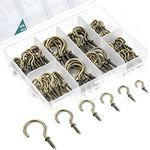 EIENHOSHI 105 Pcs Screw Hooks, 6 Sizes Bronze Cup Hooks, Screw Hooks for Hanging, Metal Cup Hooks Screw in (1/2", 5/8", 3/4", 7/8", 1'', 1-1/4")