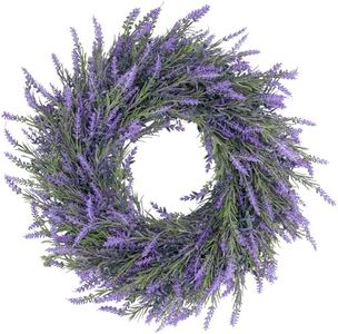 CHEAWRTZ 22'' Spring Wreaths for Front Door Non Fading，Not Withering Lavender Spring Wreath, All Seasons Front Door Wreaths for Outdoor Window Wall Porch Office Farmhouse Wedding Home Decor（Purple）